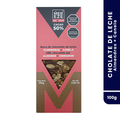 Chocolate de Leche 50% con Almendras y Canela Mer Eze 100 g