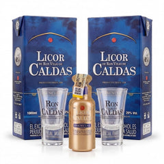 Combo Licor Ron Viejo de Caldas Esencial 2L + Copas y Shot