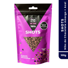 Shots Mer Eze 70% | Nibs de Cacao con Chocolate Amargo y Açaí 100 g