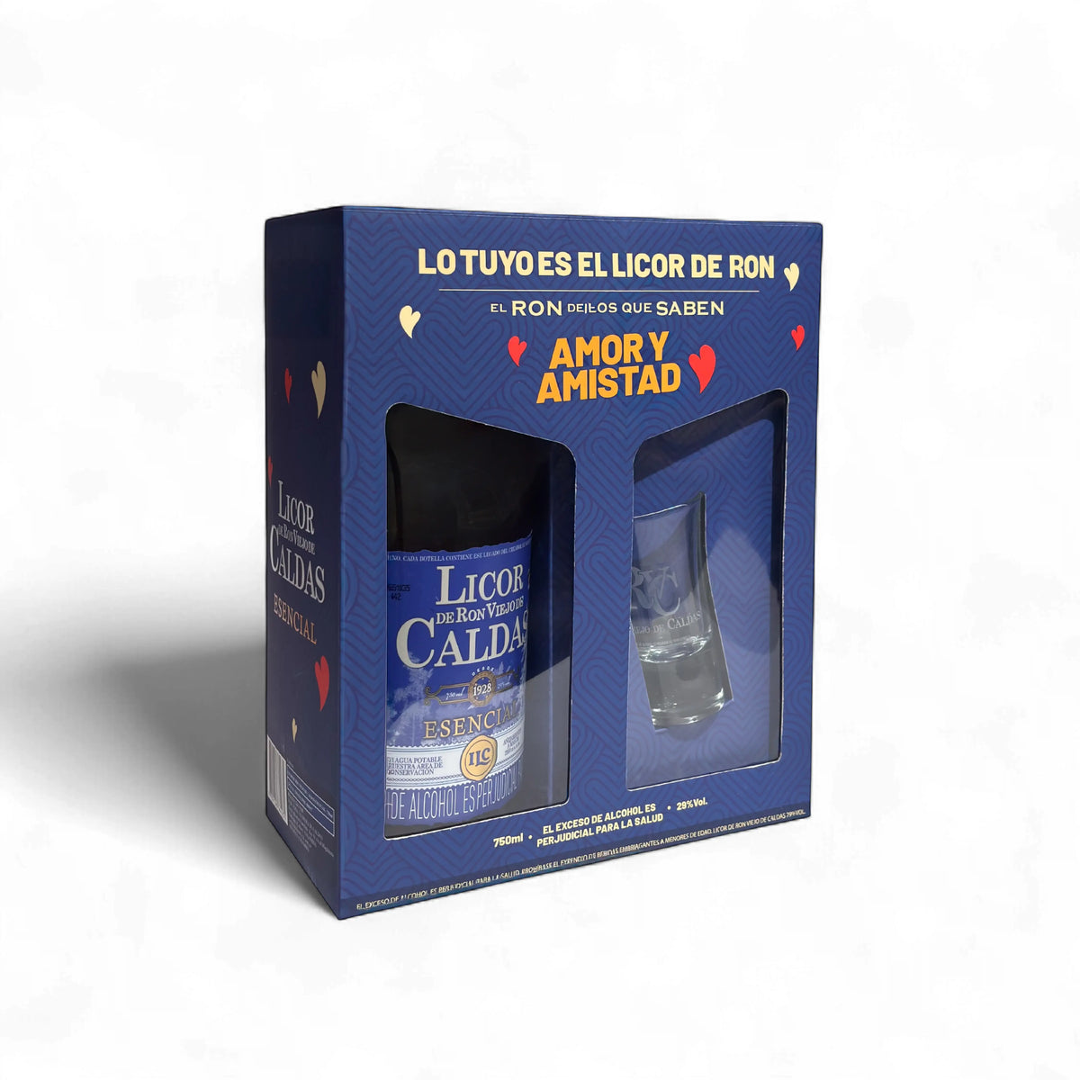 Licor de Ron Esencial 750ml + Copa | Estuche Edición Especial Amor y Amistad