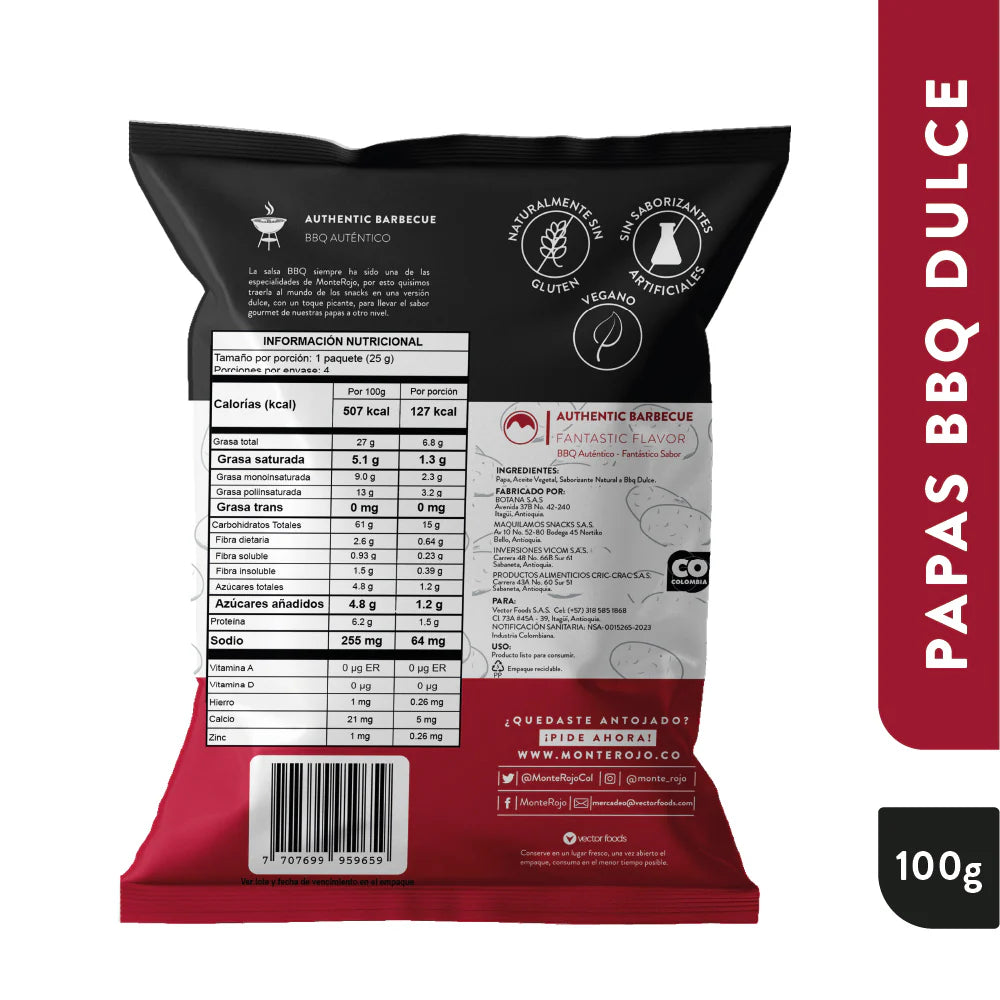 Papas MonteRojo BBQ Dulce (100 g)