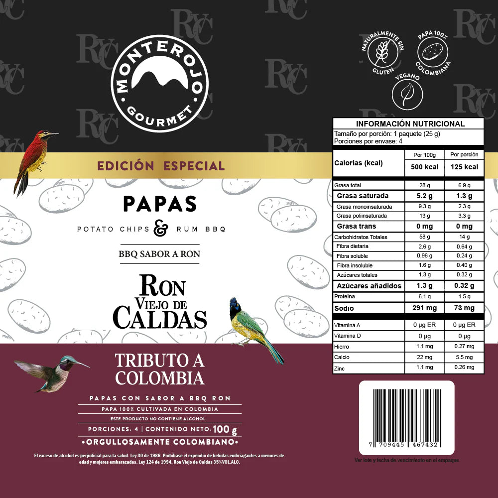 Papas MonteRojo BBQ con Ron (100 g)