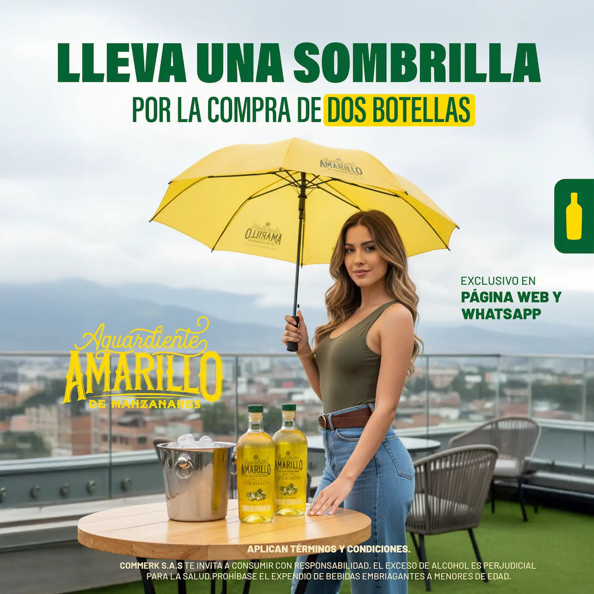 Sombrilla Gratis | 2 Botellas Aguardiente Amarillo 750 ml